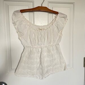 Max Studio White Eyelet Blouse